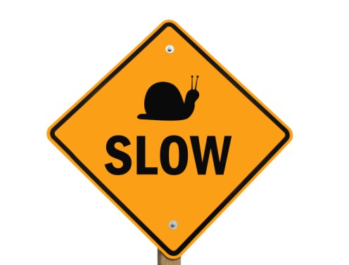 slow warning sign isolated